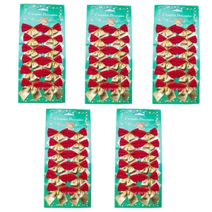 60 Mini Schleifen rot/gold Weihnachten Weihnachtsschleifen Schleife Christbaum 5cm